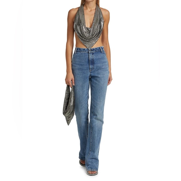 Like new Alexander Wang COWL CROP HALTER TOP IN METAL CHAINMAIL $795 - Picture 8 of 16